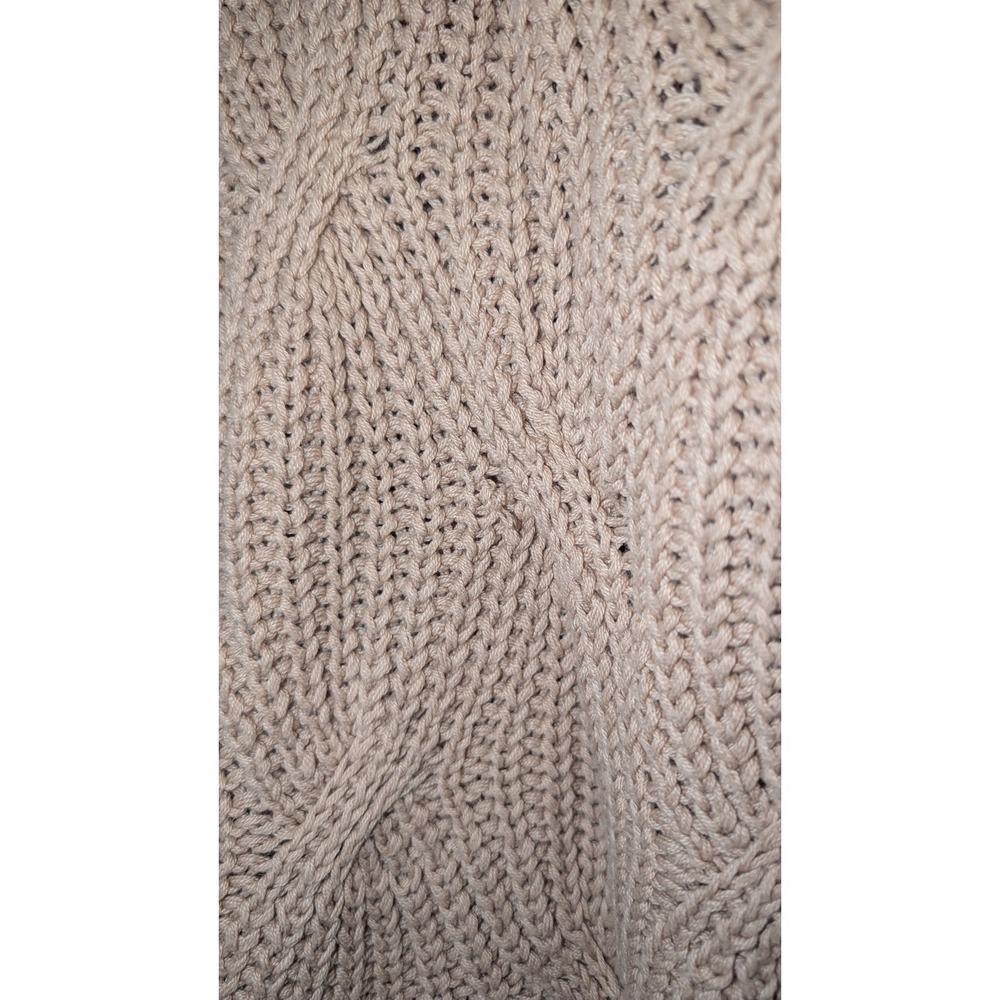 Cable Knit Mock Neck Sweater Tan Beige - Picture 4 of 4